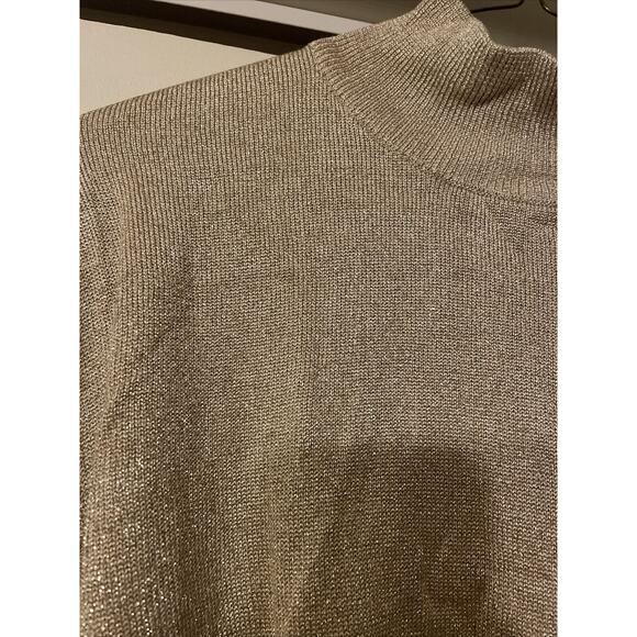 Talbots Women's Turtleneck Sweater Gold Silk Rayon Metallic Blend Medium - Picture 3 of 4